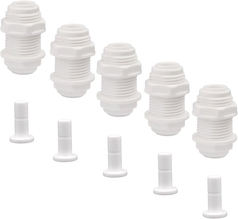 Madavoon 3/8" Bulkhead Connector Include end Plug- Push to Connect Fitting for RO Reverse Osmosis Systems, 3/8" OD Tube, Water Filter & Plumbing Quick Connect Adapter (5 PCS) - Image 1